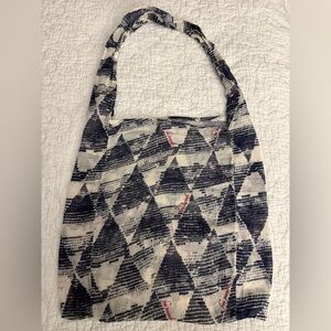 Free People, Day Tripper, Blue & White Diamond Print Reusable
Tote Bag